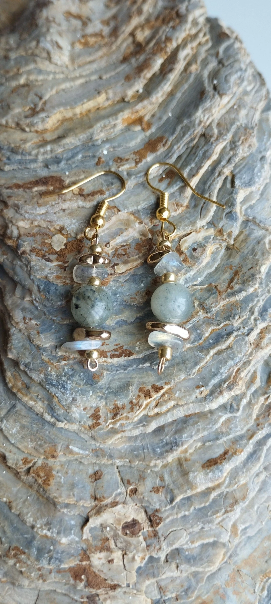 🧿🎁🪨Beautiful Labradorite and Hematite Earrings Gold Plated🪨🎁🧿 – photo 5